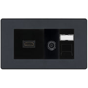 BG Evolve Media Wall Plate — TV Aerial, HDMI & CAT6 | Matt Grey Screwless by British General