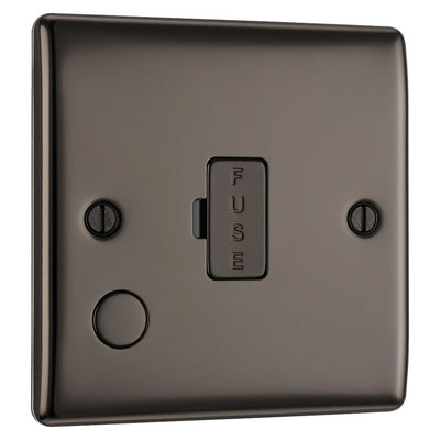 BG Nexus Black Nickel 13A Unswitched Spur + Cable Outlet NBN55 with 35mm Steel Back Box
