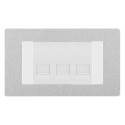 BG Evolve Brushed Steel 3 Gang Master Telephone Socket - White Insert