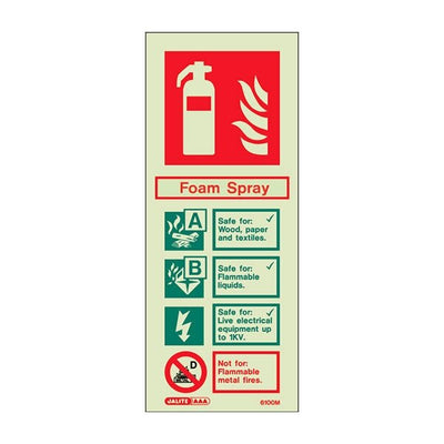 Extinguishers & Equipment: Photoluminescent P50 Fire Extinguisher Signs Foam by Jalite signs (SAFELINCS-JSSAF06)