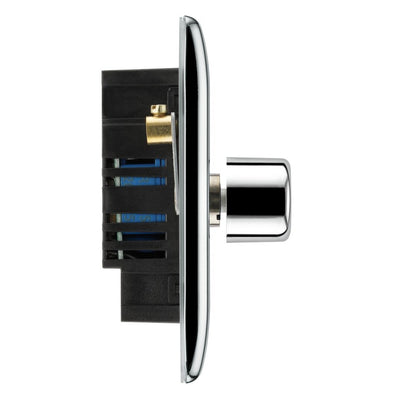 BG Nexus Polished Chrome 200W 2 Way Quad Trailing Edge Dimmer Switch NPC84 with 25mm Steel Back Box