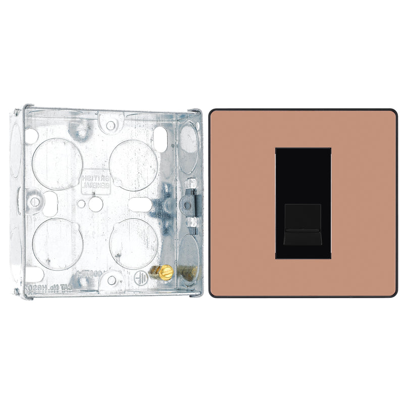 BG Evolve Polished Copper 1 Gang Master Telephone Socket PCDCPBTM1B with 25mm Steel Back Box