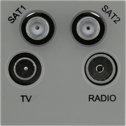 BG Nexus Grey EMTVFMSAT2G Quadplexed SAT1/ SAT2/ TV/ FM DAB Outlet Euro Module by British General (BG-EMTVFMSAT2G)