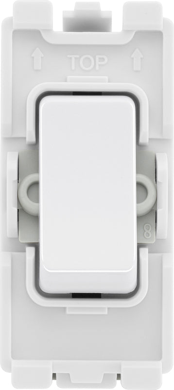 BG RPCDW12 Evolve Grid White 20A 20AX 2 Way 1 Pole Switch Module by British General (BG-RPCDW12)