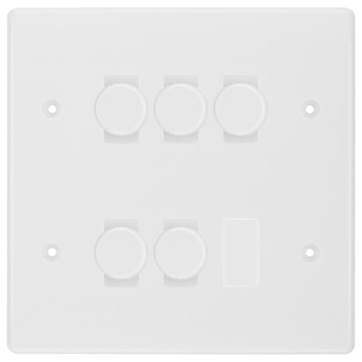 BG White 5 Gang Trailing Edge LED Dimmer Light Switch 2 Way Custom Switch by British General (BG-NEXUS-WM-5G-CUSTOM-5xDIMMER-2WAY)