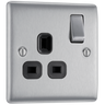 BG NBS21B Nexus Metal Brushed Steel 1 Gang 13A Switched Socket - Black Insert by British General (BG-NBS21B-Shopify-SA_1)