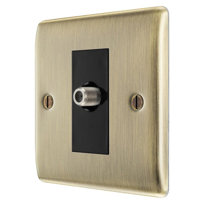BG Nexus Antique Brass Single Satellite Socket NAB64 with 35mm Steel Back Box