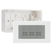 BG White Moulded 3 Gang RJ11 Telephone Socket Euro Module with 50mm Back Box - Grey Insert by British General (BG-EMRJ11G-3G-50)