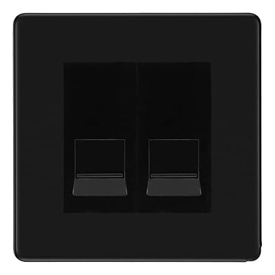 BG Screwless Matt Black Double IDC Secondary Telephone Socket - Black Insert by British General (BG-FFBBTS2B)