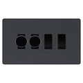 BG Evolve Matt Grey 4 Gang Custom Grid Switch 2x LED Dimmer 2x 2 Way Switch