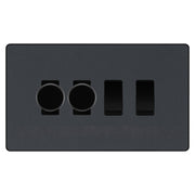 BG Evolve Matt Grey 4 Gang Custom Grid Switch 2x LED Dimmer 2x 2 Way Switch by British General (Evolve-MG-CUSTOM-4GANG-2x-DIMMER-2x-2WAY)