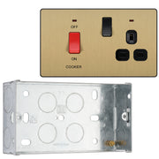 BG Evolve Satin Brass 45A Switch 13A Switched Socket Cooker Control Unit PCDSB70B with 35mm Steel Back Box