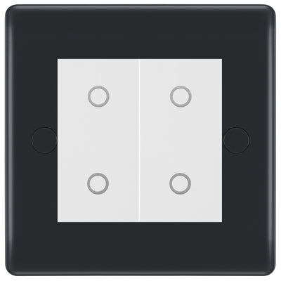 BG Part M 2 Gang Switch Double Master Touch Dimmer Graphite - White