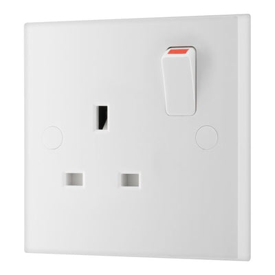 BG 921 Moulded Square Edge | White | 1 Gang 13A 1 Pole Switched Socket by British General (BG-921)