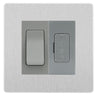 BG Evolve Brushed Steel 20A Intermediate Switch & 13A Fused Spur Plate | Grey Insert