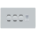 BG Screwless Polished Chrome 4 Gang Switch 3x Trailing Edge LED Dimmer 1x Intermediate Custom Grid Switch