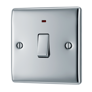 BG NPC31 Nexus Metal Polished Chrome 1 Gang 20A 2 Pole Neon Switch by British General (BG-NPC31-Shopify-SA_1)