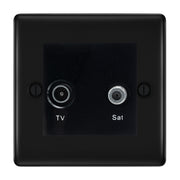 BG Nexus Metal Matt Black TV & Satellite Socket NFBTVSATB by British General (BG-NFBTVSATB)