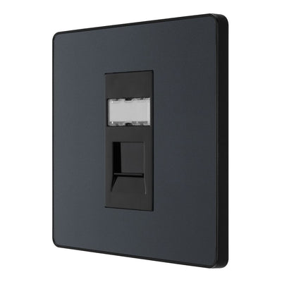 BG Evolve Matt Grey RJ45 Cat6 Single Data Outlet PCDMGRJ451B with 35mm Steel Back Box