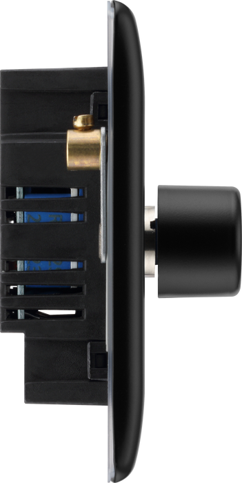 BG NFB84 Nexus Metal Matt Black 4 Gang 200W 2 Way Push On-Off Intelligent LED Dimmer Switch