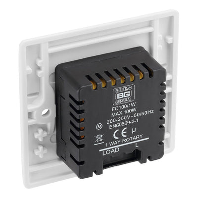 BG Electrical 1 Gang 100W Fan Controller White Moulded & 32mm Pattress Back Box