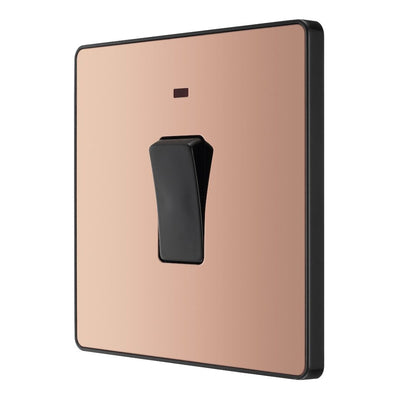 BG Evolve Polished Copper 20A Double Pole LED Switch PCDCP31B with 25mm Steel Back Box