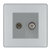 BG Flatplate Screwless Polished Chrome TV & Satellite Socket FPC65G by BG Nexus (BG-FPC65G)