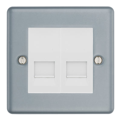 BG Metal Clad Double Master Telephone Socket, Screw Terminal - White Insert