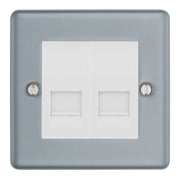 BG Metal Clad Double Master Telephone Socket, Screw Terminal - White Insert