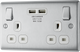 BG NBS22U3W Nexus Metal Brushed Steel 2 Gang 13A 2x USB-A 3.1A Switched Socket - White Insert