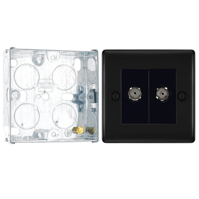 BG Nexus Matt Black Diplex TV/FM Socket NFB66 with 25mm Steel Back Box by British General (BG-NFB66+HGS02)