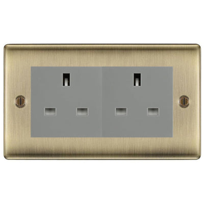 BG Nexus Antique Brass 4 Gang 13A Unswitched Socket - NAB4GUSSG by British General (BG-NAB4GUSSG)