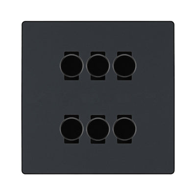 BG Evolve Matt Grey 6 Gang Trailing Edge LED Dimmer Light Switch 2 Way Custom Switch by British General (Evolve-MG-CUSTOM-6GANG-6xDIMMER-2WAY)