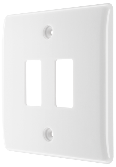 BG R82 Nexus Grid | White | Moulded 2 Module Front Plate