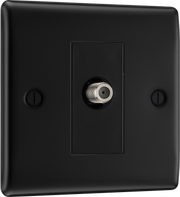 BG NFB64 Nexus Metal Matt Black 1 Gang Satellite Socket - Black Insert by British General (BG-NFB64-Shopify-SA_1)