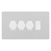 BG Evolve Brushed Steel 4 Gang Light Switch 3x Trailing Edge LED Dimmer 1x 2 Way Custom Switch by British General (Evolve-BS-CUSTOM-4GANG-3xDIMMER-1x2WAY)