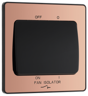BG Evolve PCDCP15B Polished Copper 10A 3 Pole Fan Isolator - Black Insert by British General (BG-PCDCP15B-Shopify-SA_1)