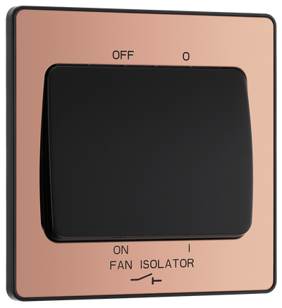 BG Evolve PCDCP15B Polished Copper 10A 3 Pole Fan Isolator - Black Insert by British General (BG-PCDCP15B-Shopify-SA_1)