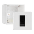 BG White Moulded Single RJ11 Telephone Socket Euro Module with 50mm Back Box - Black Insert