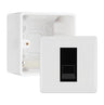 BG White Moulded Single RJ11 Telephone Socket Euro Module with 50mm Back Box - Black Insert by British General (BG-EMRJ11B-1G-50)