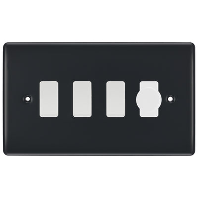 BG Part M 4 Gang Switch 1x Intelligent Dual Mode Dimmer 3x 2 Way Custom Grid