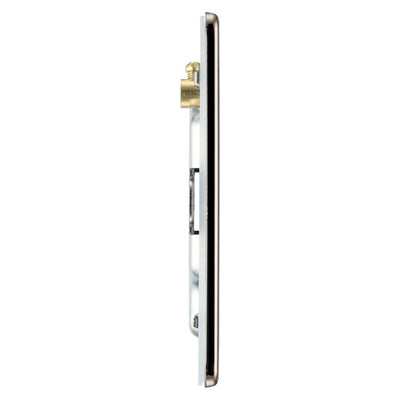 BG Screwless Black Nickel Double Blank Plate FBN95 with 25mm Steel Back Box