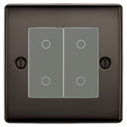 BG Nexus Black Nickel Double Secondary Touch Dimmer Switch Grey Inserts by British General (BG-EMTDSG+NBNEMS2)