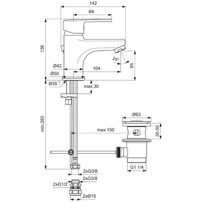 Ideal Standard Calista Single Lever Basin Mixer with Pop-up Waste (B1148AA) by Ideal Standard (IdealStandard-B1148AA)