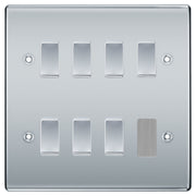 BG Polished Chrome 7 Gang 2 Way Custom Grid Light Switch with Back Box Included by British General (BG-NEXUS-PC-7G-CUSTOM-LIGHT-SWITCH)