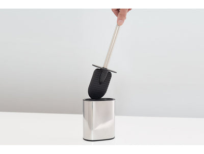 Corby Sana Toilet Brush & Holder in Polished Steel & Black by Corby of Windsor (Corby-25728)