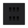BG Evolve Matt Black 6 Gang Intermediate Custom Grid Light Switch with Back Box Included