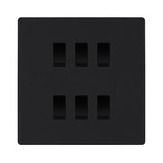 BG Evolve Matt Black 6 Gang Intermediate Custom Grid Light Switch with Back Box Included by British General (BG-Evolve-MB-6G-CUSTOM-6x INT SWITCH)