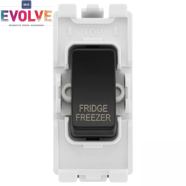 BG Evolve Black RRFFPCDB 20 Amp Double Pole Appliance Grid Switch Labelled Fridge Freezer