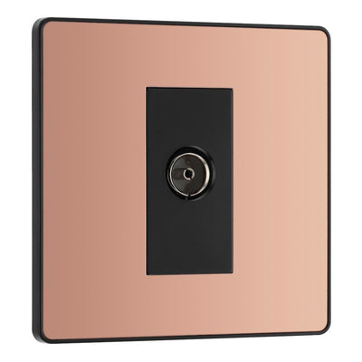 BG Evolve Polished Copper Single Co-Axial Socket PCDCP60B with 25mm Steel Back Box